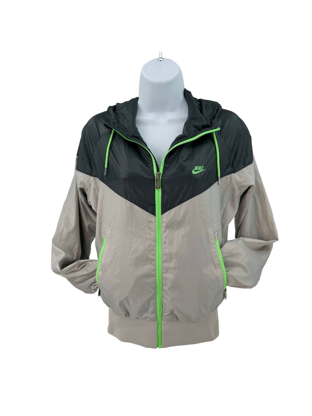 Nike Sportswear Gray Black Windrunner Hooded Full Zip Jacket Womens S Colorblock